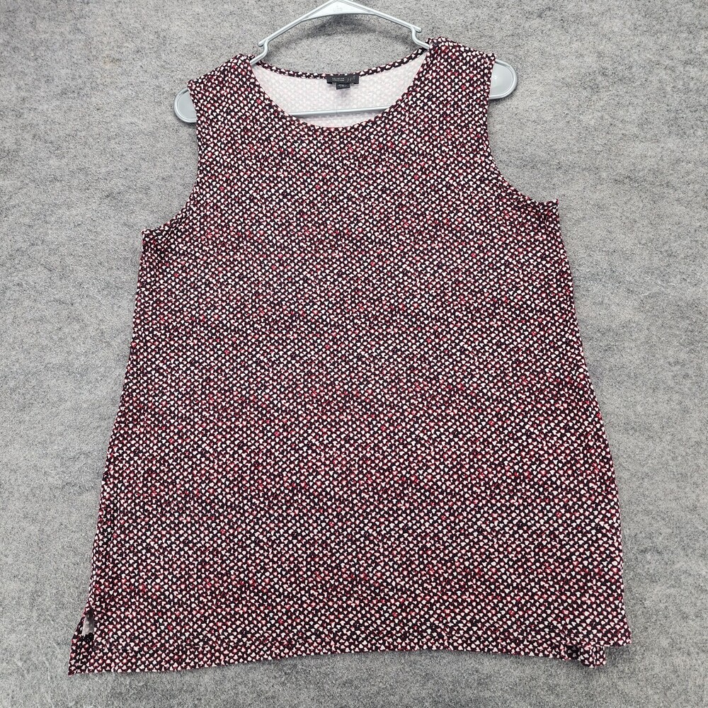 J Jill Shirt Womens Medium Petite Wearever Collection Sleeveless Black Red